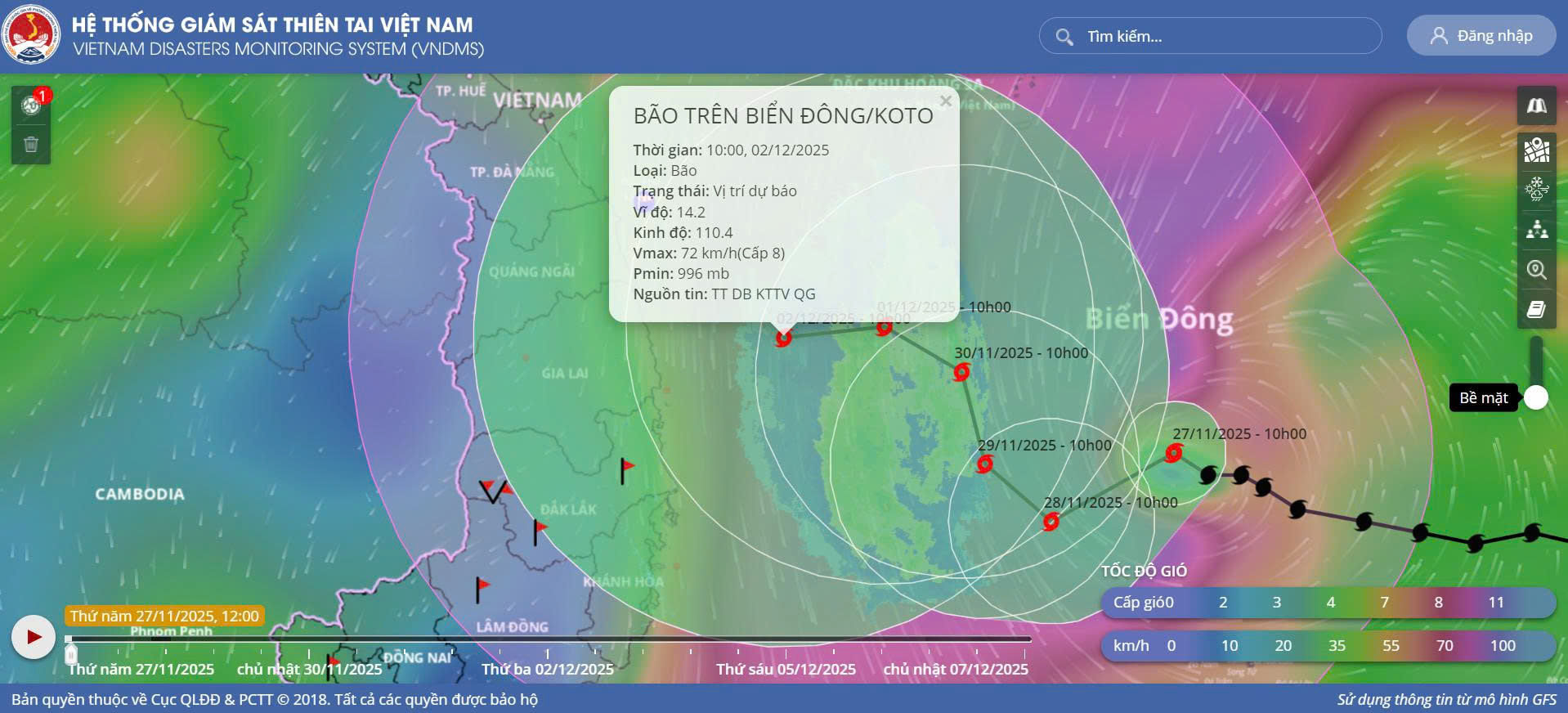 TIN BÃO TRÊN BIỂN ĐÔNG - BÃO KOTO