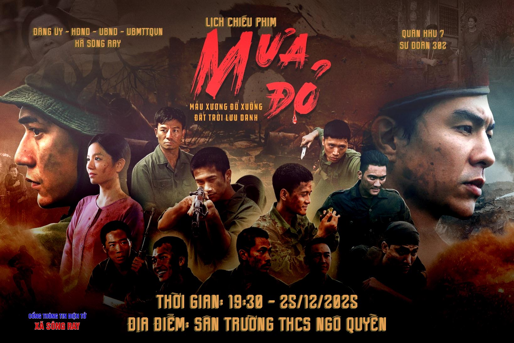 CHIẾU PHIM MƯA ĐỎ MIỄN PHÍ TẠI XÃ SÔNG RAY