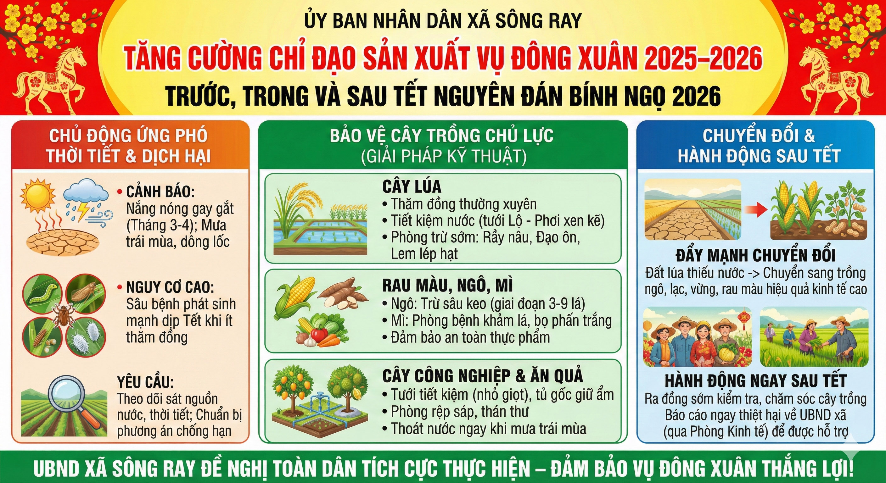 Tăng cường chỉ đạo sản xuất vụ Đông Xuân 2025–2026 trước, trong và sau Tết Nguyên đán Bính Ngọ 2026
