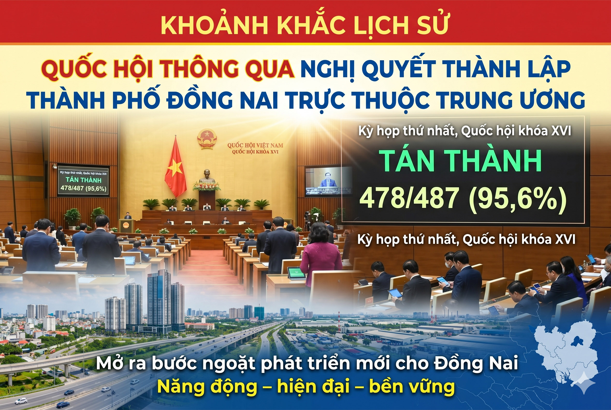 [Video] Khoảnh khắc lịch sử: Quốc hội thông qua Nghị quyết thành lập thành phố Đồng Nai
