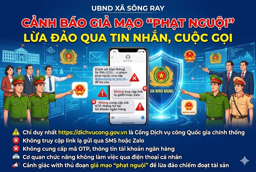 CẢNH BÁO GIẢ MẠO “PHẠT NGUỘI” QUA TIN NHẮN, CUỘC GỌI - NGƯỜI DÂN CHỈ TRUY CẬP DUY NHẤT TRANG DỊCH VỤ CÔNG CHÍNH THỐNG