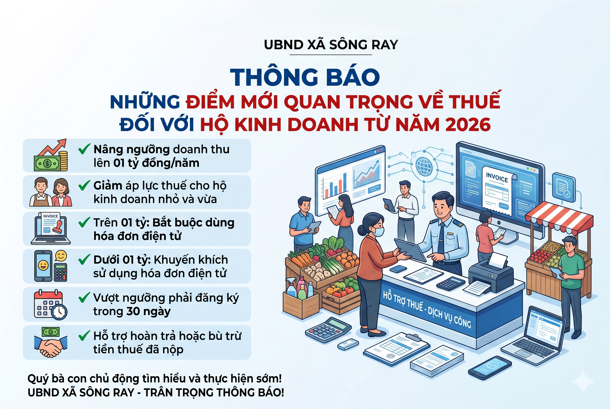 THÔNG BÁO NHỮNG ĐIỂM MỚI QUAN TRỌNG VỀ THUẾ ĐỐI VỚI HỘ KINH DOANH TỪ NĂM 2026