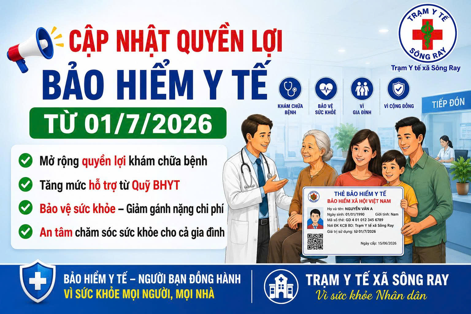 Từ ngày 01/7/2026: Nhiều quyền lợi Bảo hiểm y tế (BHYT) chính thức được mở rộng cho người dân