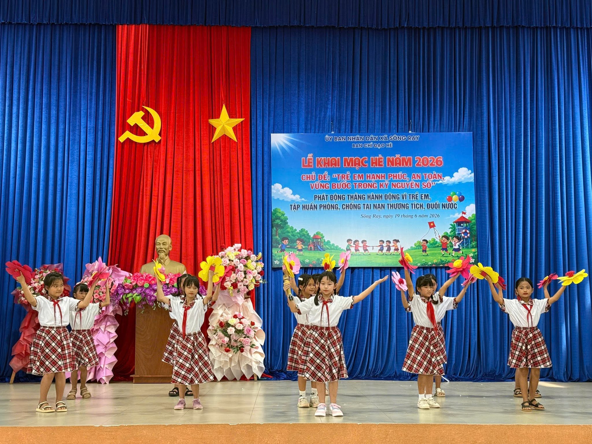 Xã Sông Ray tổ chức Lễ khai mạc hè năm 2026 và Tập huấn phòng, chống tai nạn thương tích, đuối nước cho trẻ em
