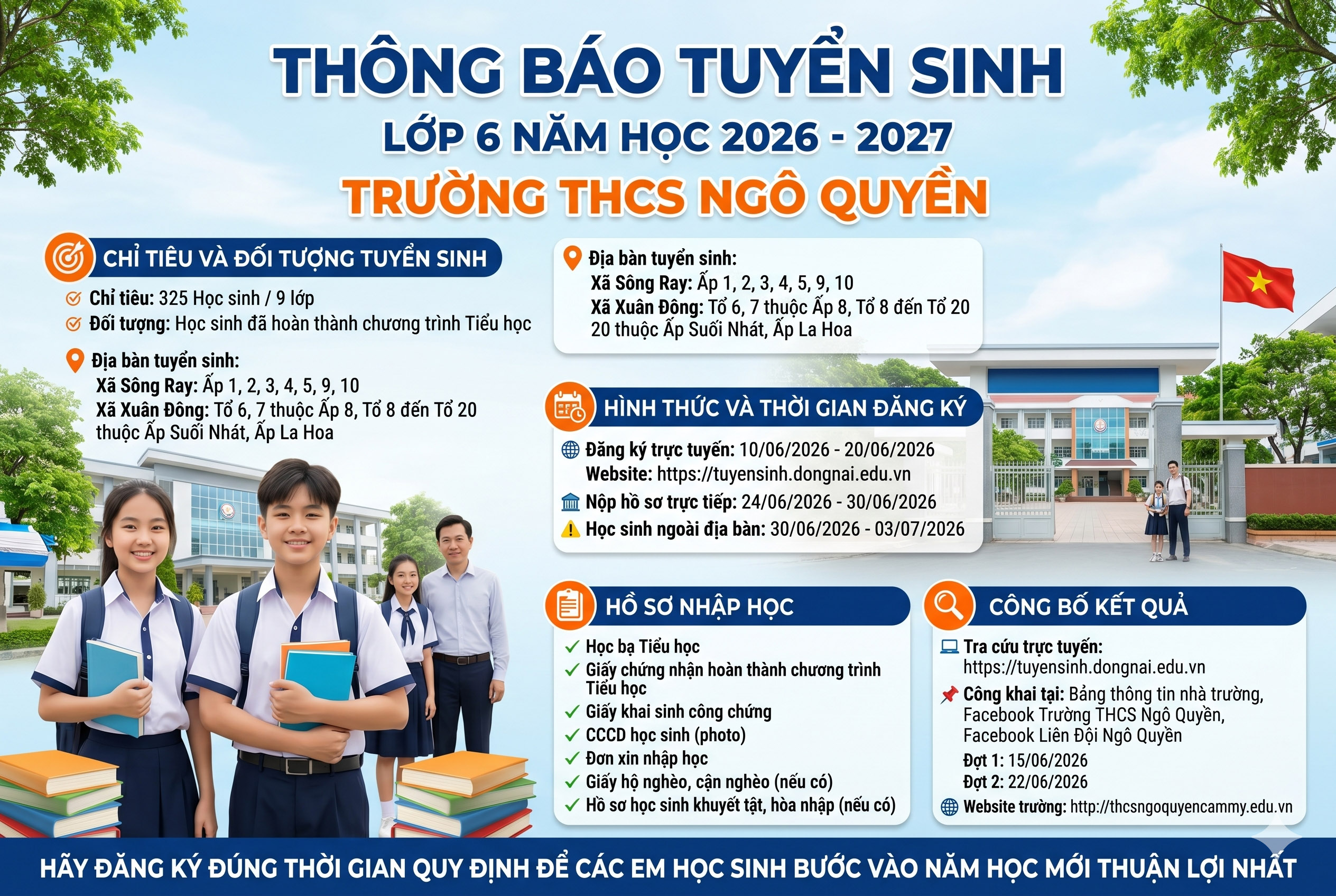 [THÔNG BÁO] TRƯỜNG THCS NGÔ QUYỀN TUYỂN SINH LỚP 6 NĂM HỌC 2026 - 2027