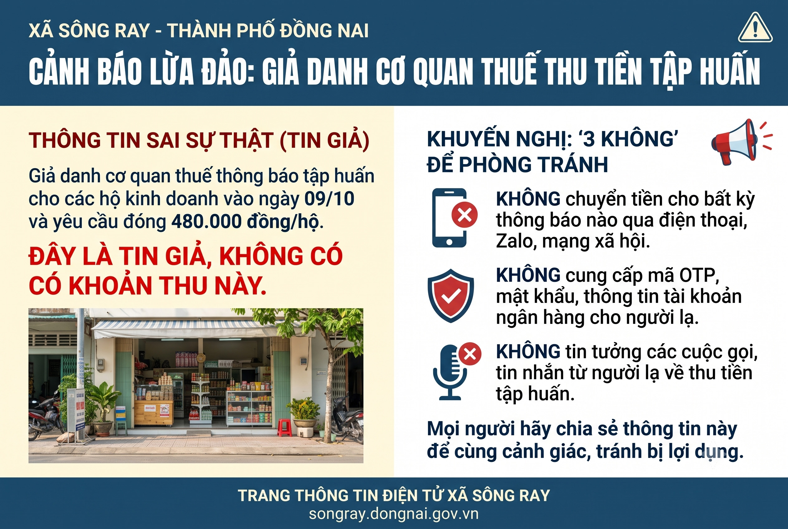 CẢNH BÁO ĐỐI VỚI HỘ KINH DOANH VỀ VIỆC YÊU CẦU MỖI HỘ ĐÓNG 480.000 ĐỒNG