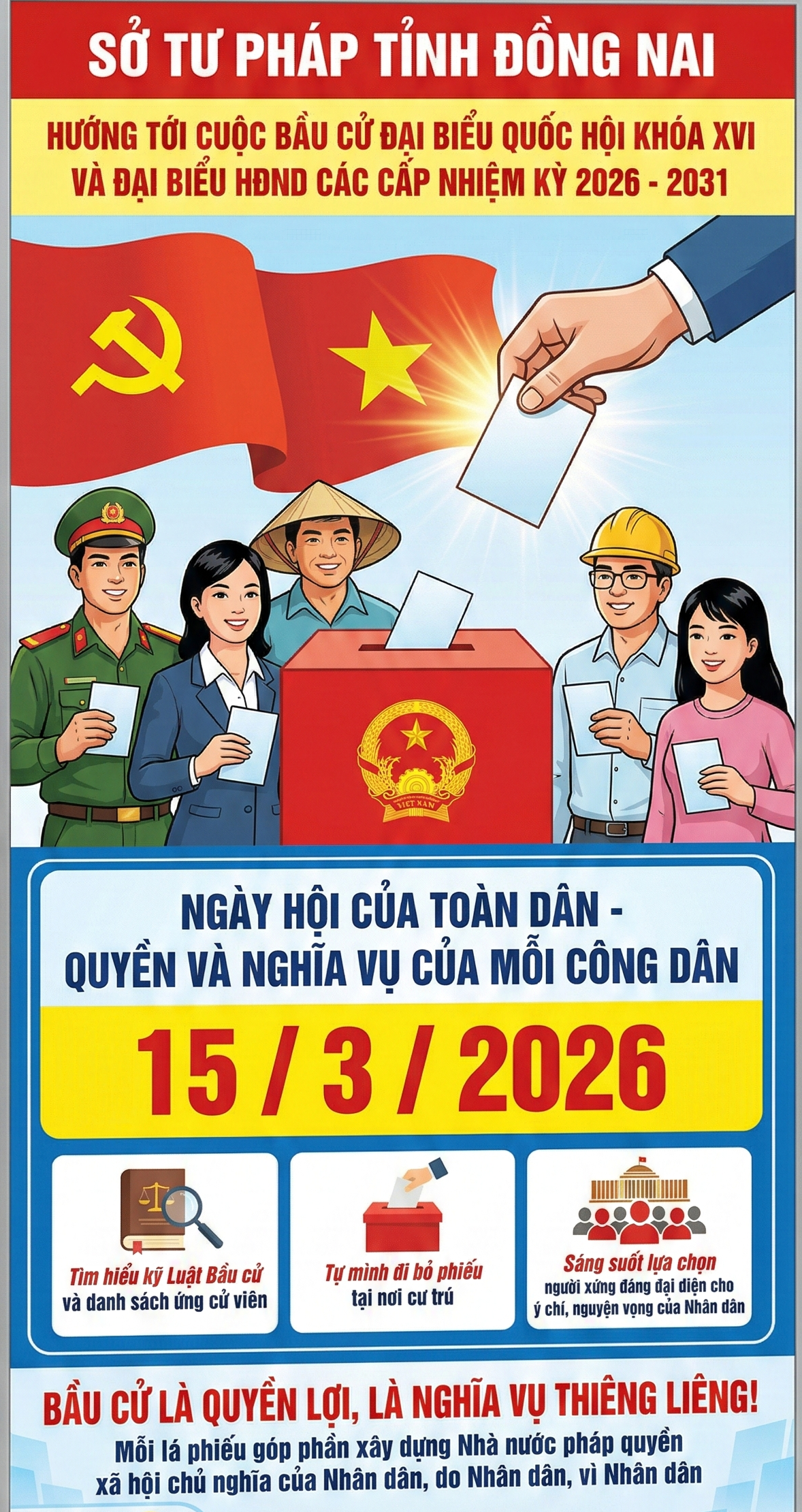 Bầu cử đại biểu Quốc hội và đại biểu Hội đồng nhân dân các cấp là quyền và nghĩa vụ của mỗi công dân