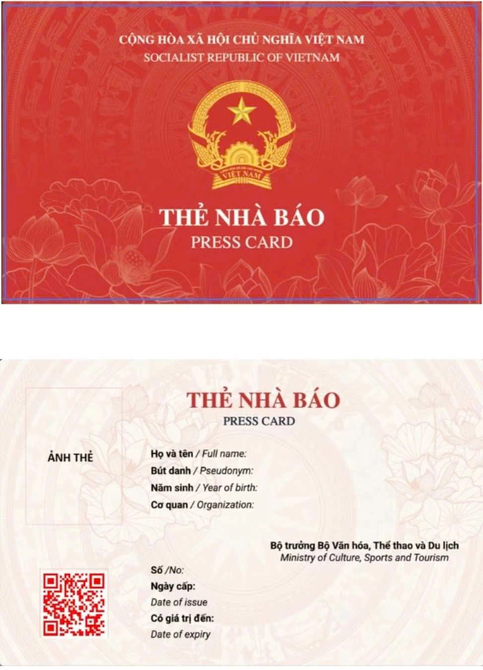 Mẫu thẻ nhà báo mới