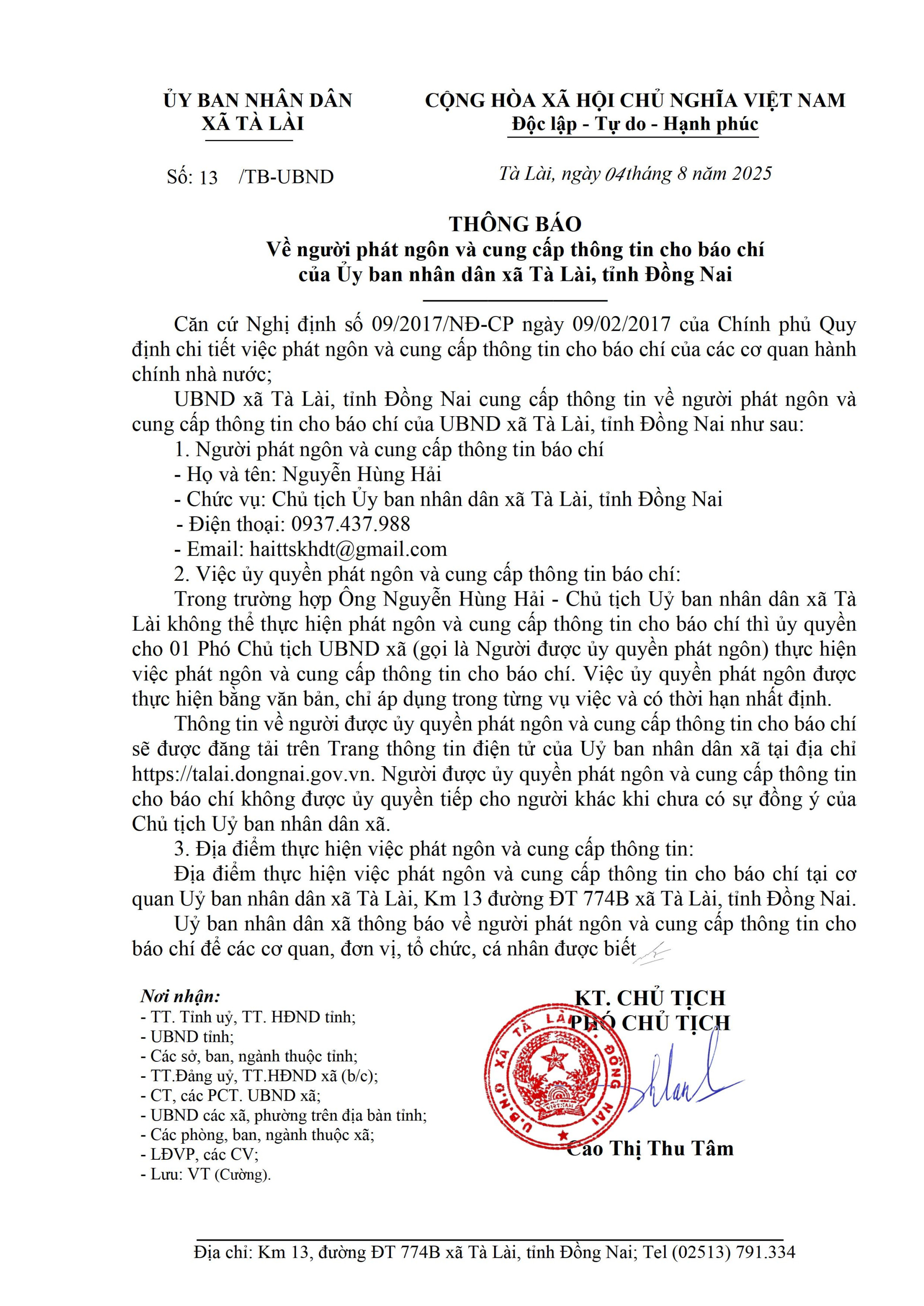 TB người phát ngôn báo chí