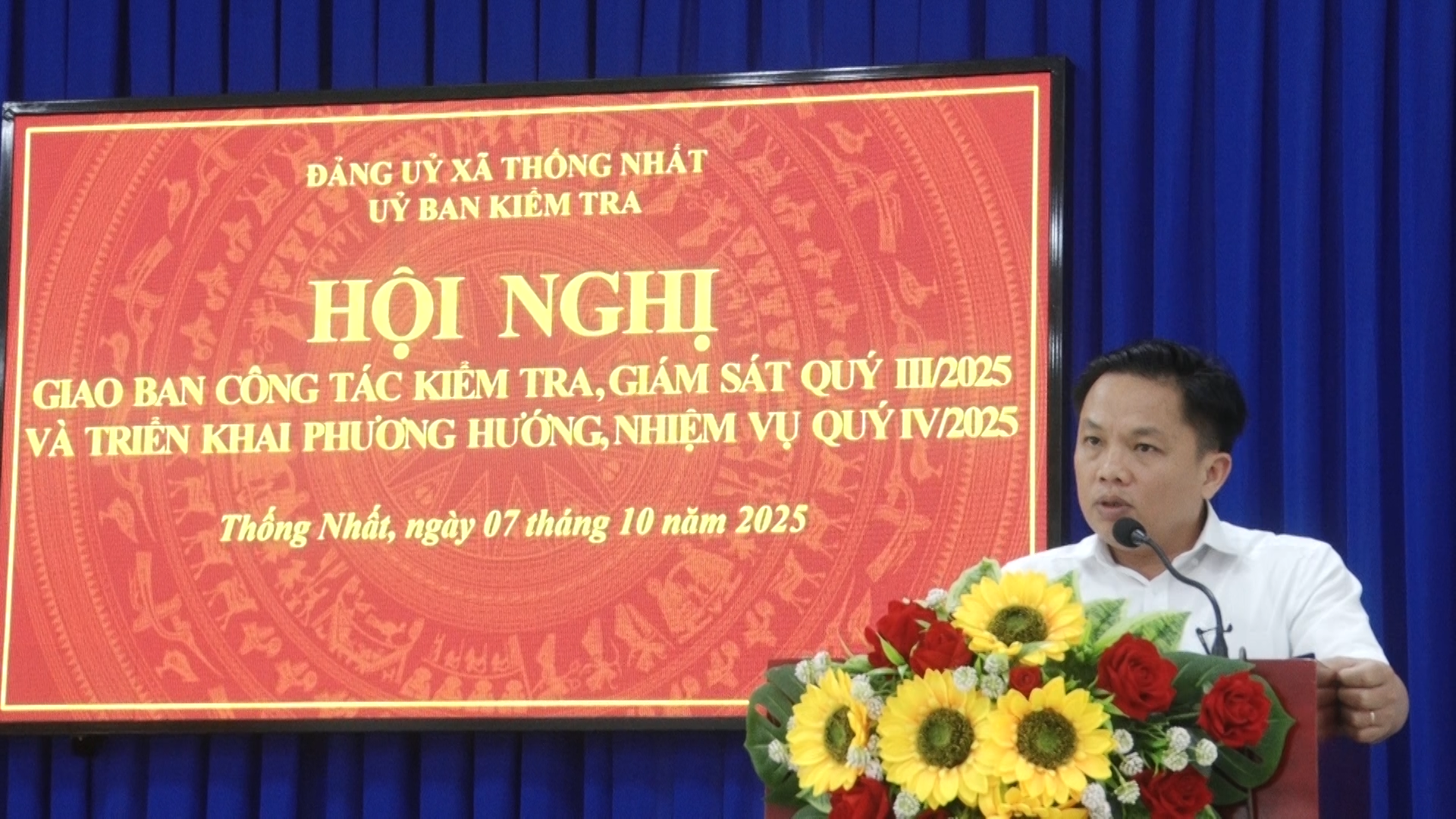 Đồng chí Nguyễn Hải Đăng UVTV, Chủ nhiệm UBKT Đảng ủy phát biểu khai mạc hội nghị