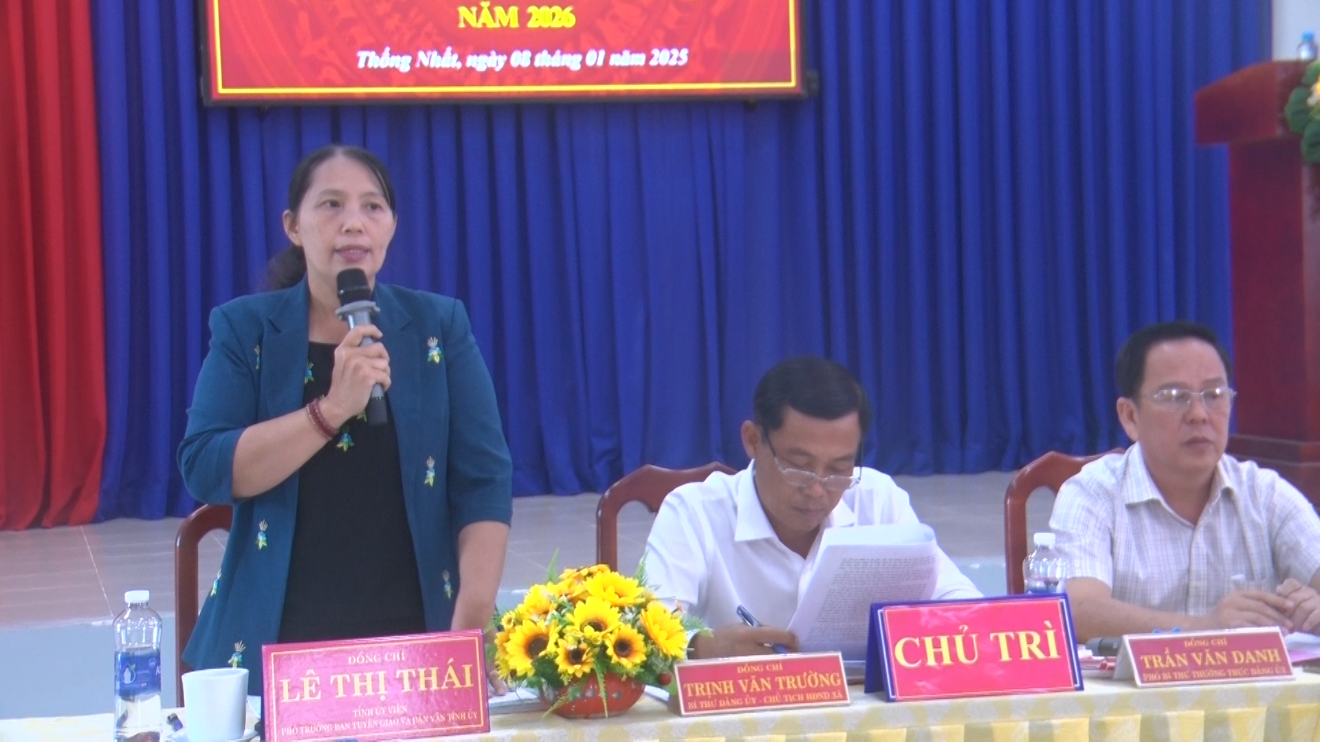 Đồng chí Lê Thị Thái TUV, Phó trưởng Ban Tuyên giáo và Dân vận Tỉnh ủy phát biểu chỉ đạo tại Hội nghị