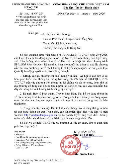 Triển khai thông báo tuyển ứng viên điều dưỡng, nhân viên chăm sóc đi làm việc tại Nhật Bản theo chương trình EPA.