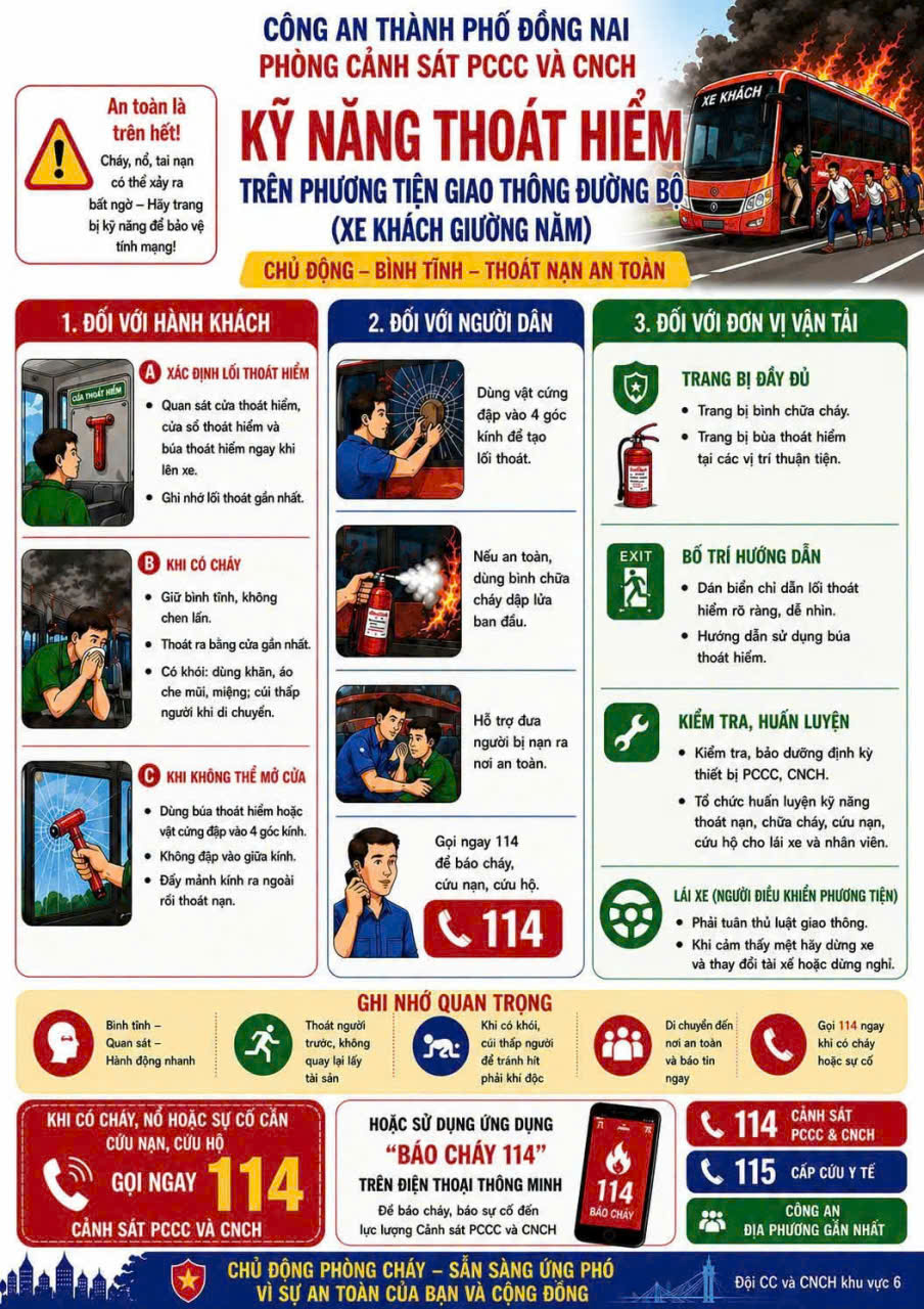 Tuyên truyền về kỹ năng thoát hiểm trên phương tiện giao thông đường bộ