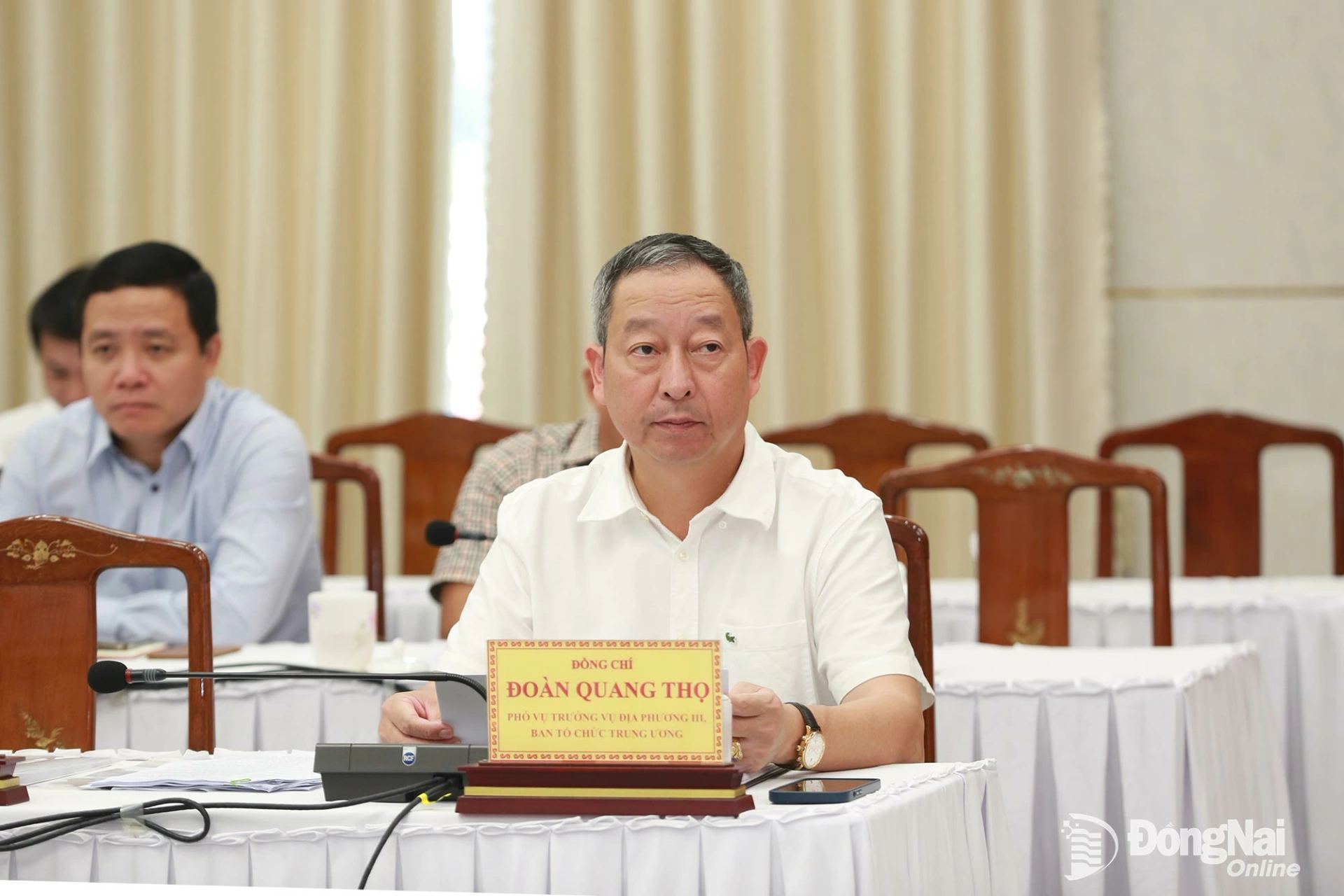 Đồng chí Đoàn Quang Thọ, Phó Vụ trưởng Vụ Địa phương III, Ban Tổ chức Trung ương dự hội nghị. Ảnh: Huy Anh