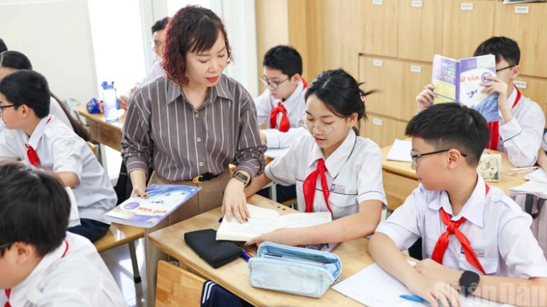 Một tiết học tại Trường trung học cơ sở Ngô Sĩ Liên (Hà Nội). (Ảnh: ĐẠI THẮNG)