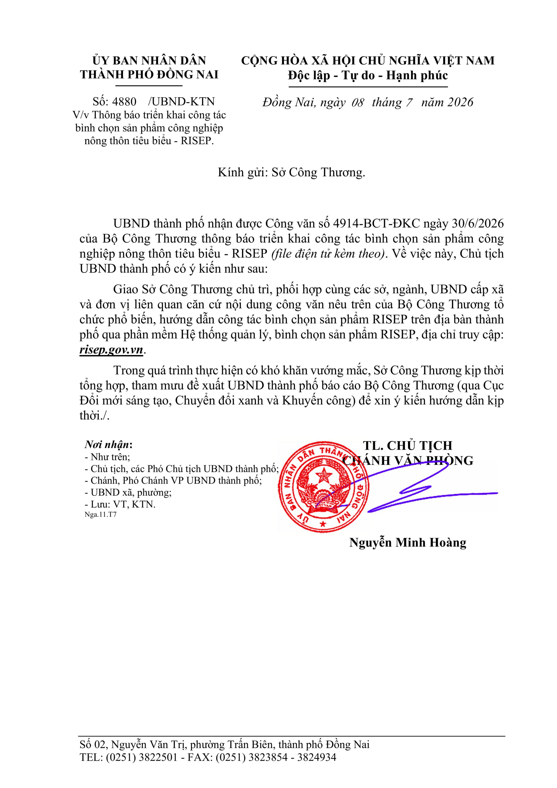 cv 4480 sct trien khai binh chon sp cn nt tieu bieu risep gov vn
