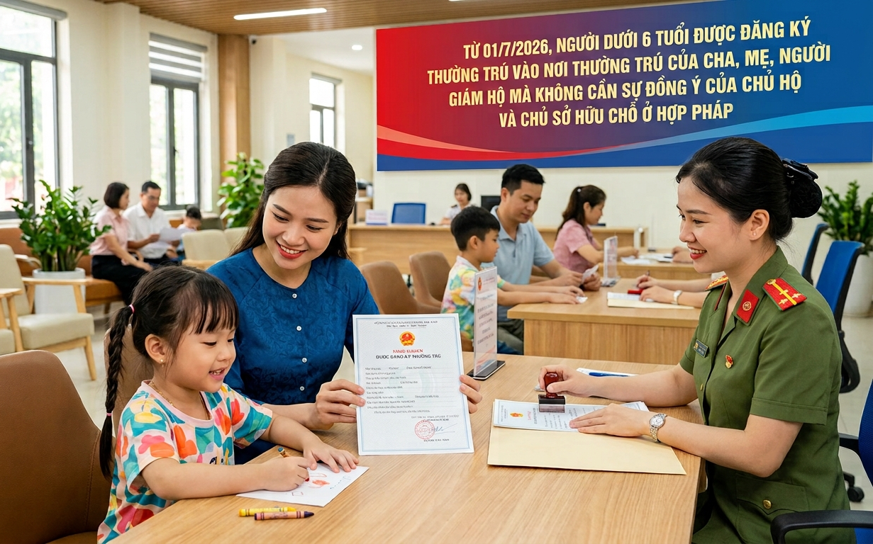 Từ 01/7/2026, Người Dưới 6 Tuổi Được Đăng Ký Thường Trú Vào Nơi Thường Trú Của Cha, Mẹ, Người Giám Hộ Mà Không Cần Sự Đồng Ý Của Chủ Hộ Và Chủ Sở Hữu Chỗ Ở Hợp Pháp