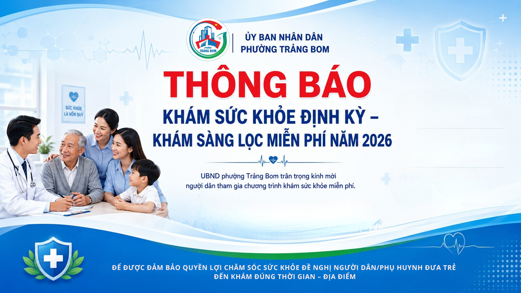 THÔNG BÁO MỜI THAM GIA CHƯƠNG TRÌNH KHÁM SỨC KHỎE ĐỊNH KỲ, KHÁM SÀNG LỌC MIỄN PHÍ NĂM 2026 (TUẦN 1)