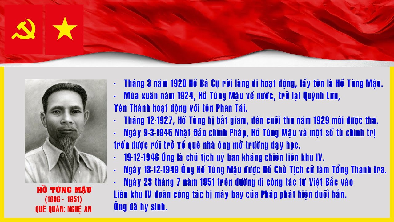KỶ NIỆM 130 NĂM NGÀY SINH ĐỒNG CHÍ HỒ TÙNG MẬU (15/6/1896 - 15/6/2026)