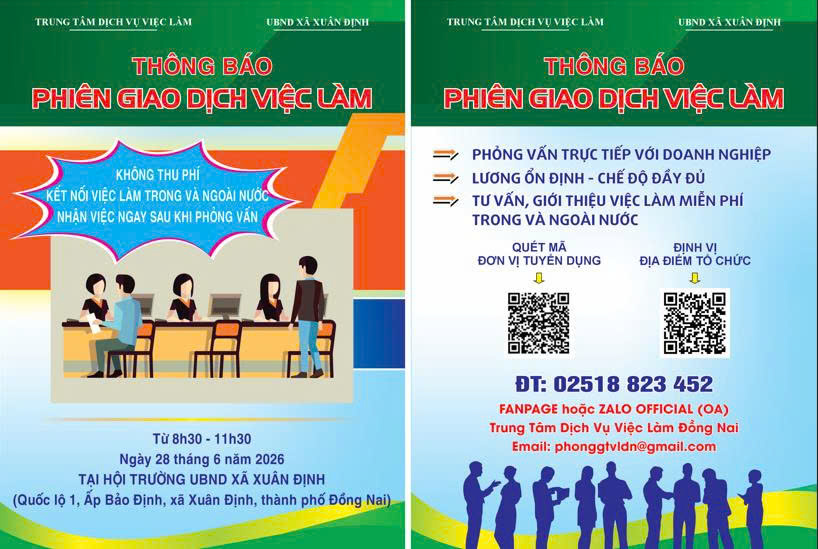 THÔNG BÁO PHIÊN GIAO DỊCH VIỆC LÀM NĂM 2026