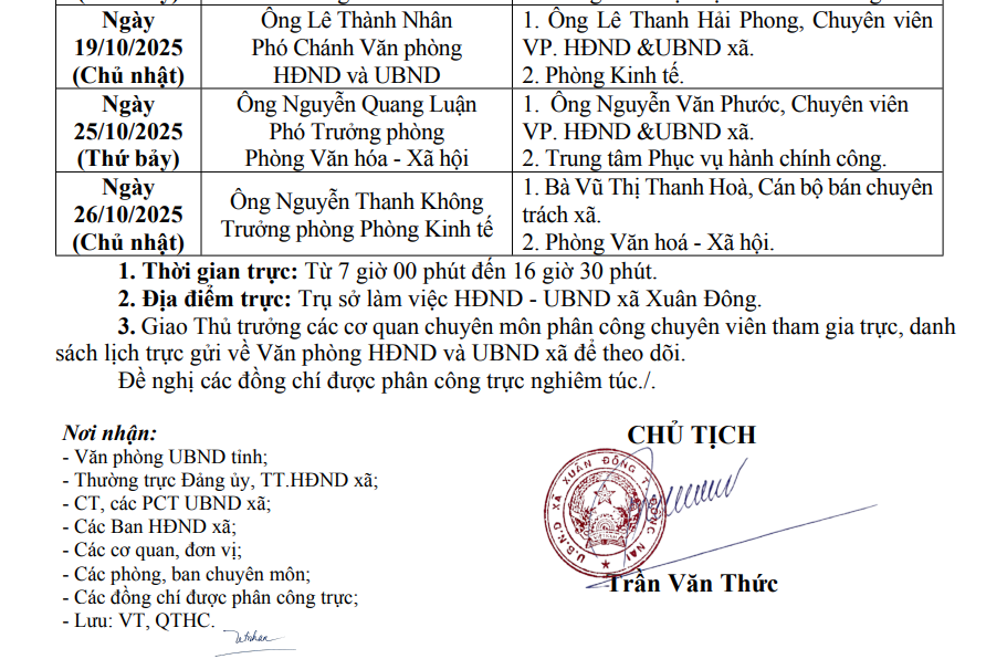 tb lịch truc 2