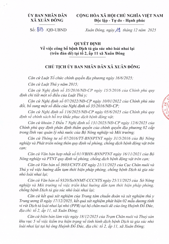qd cong bo dich tren de