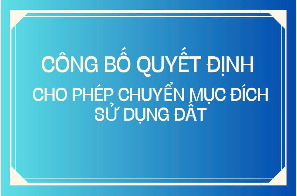 CÔNG BỐ QUYẾT ĐỊNH CHO PHÉP CHUYỂN MỤC ĐÍCH SỬ DỤNG ĐẤT ĐỐI VỚI ÔNG ĐINH VĂN HÀ