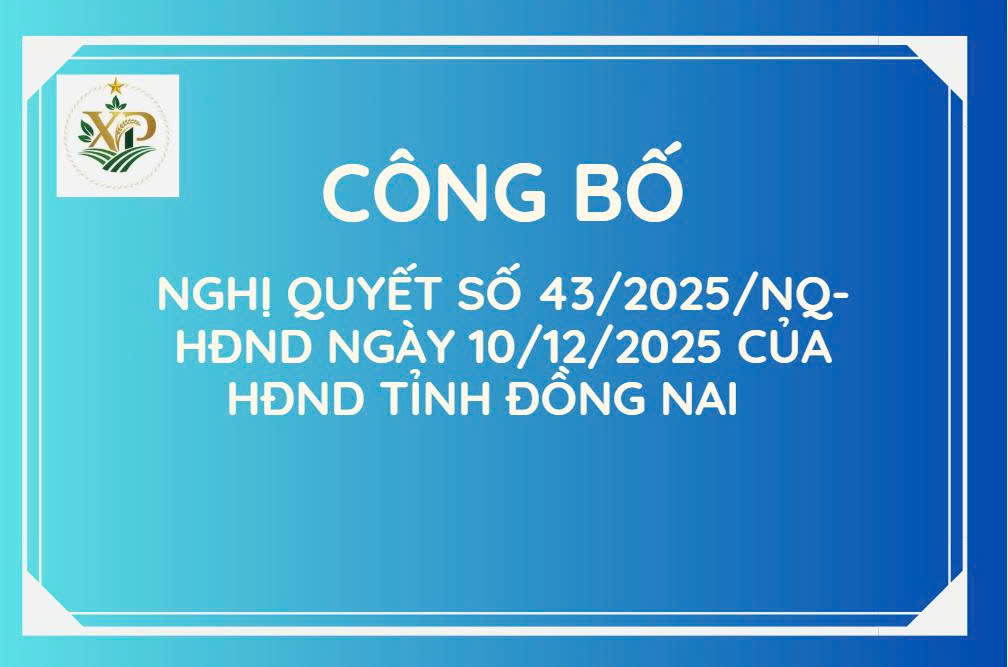 CÔNG BỐ NGHỊ QUYẾT SỐ 43/2025/NQ-HĐND NGÀY 10/12/2025