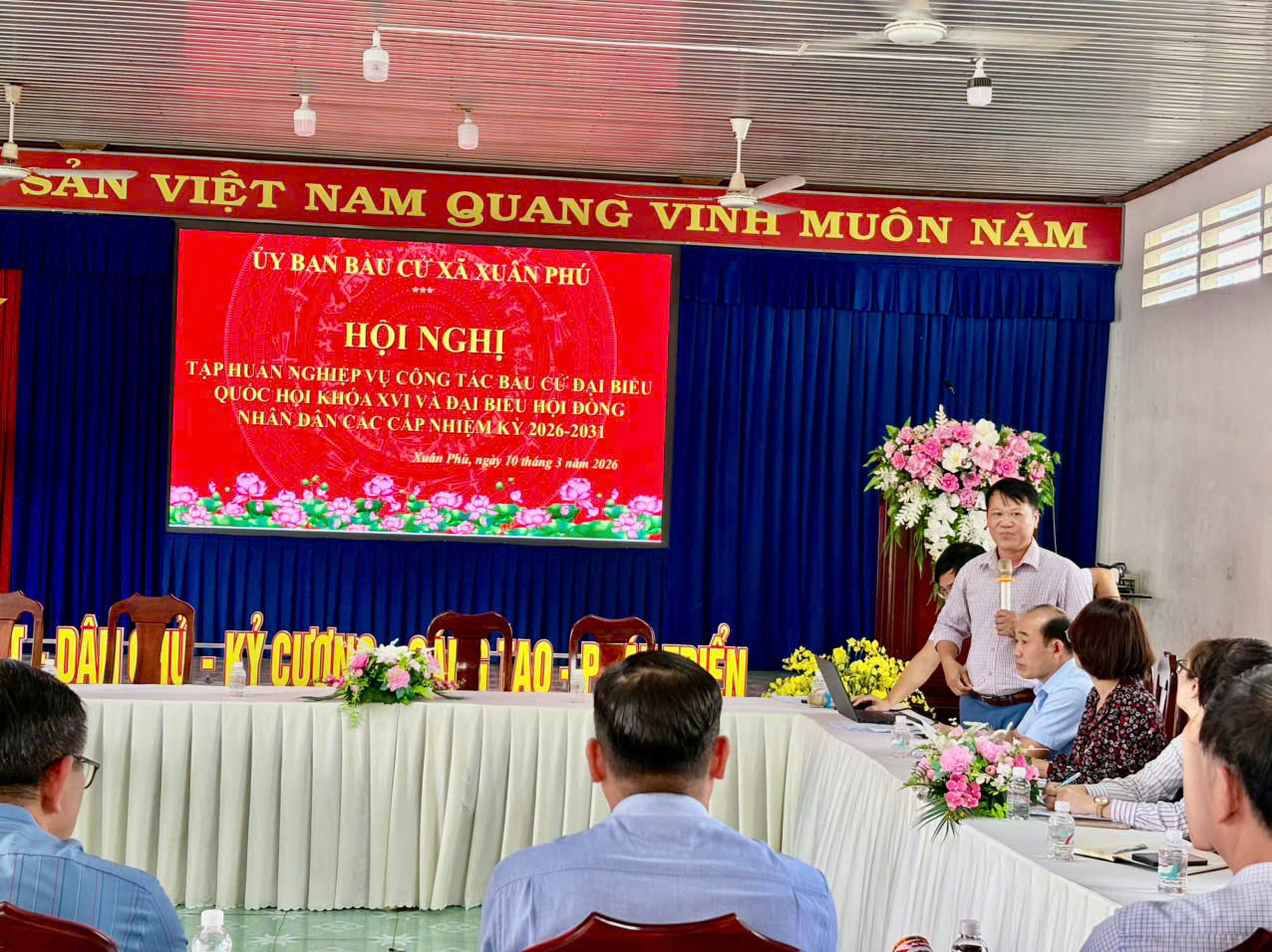 Ủy ban bầu cử xã Xuân Phú tổ chức tập huấn nghiệp vụ bầu cử đại biểu Quốc hội khóa XVI và đại biểu HĐND các cấp nhiệm kỳ 2026–2031