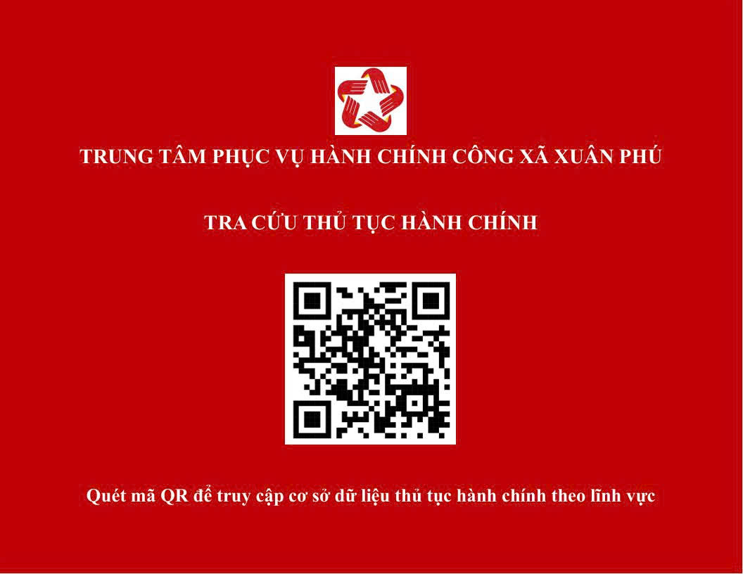 CÔNG BỐ MÃ QR TRÀ CỨU THỦ TỤC HÀNH CHÍNH