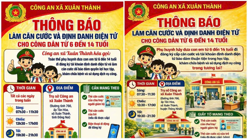 Công an xã Xuân Thành tận tụy vì Nhân dân – đẩy mạnh cấp căn cước, định danh điện tử cho trẻ em bằng mô hình làm việc 3 ca/ngày